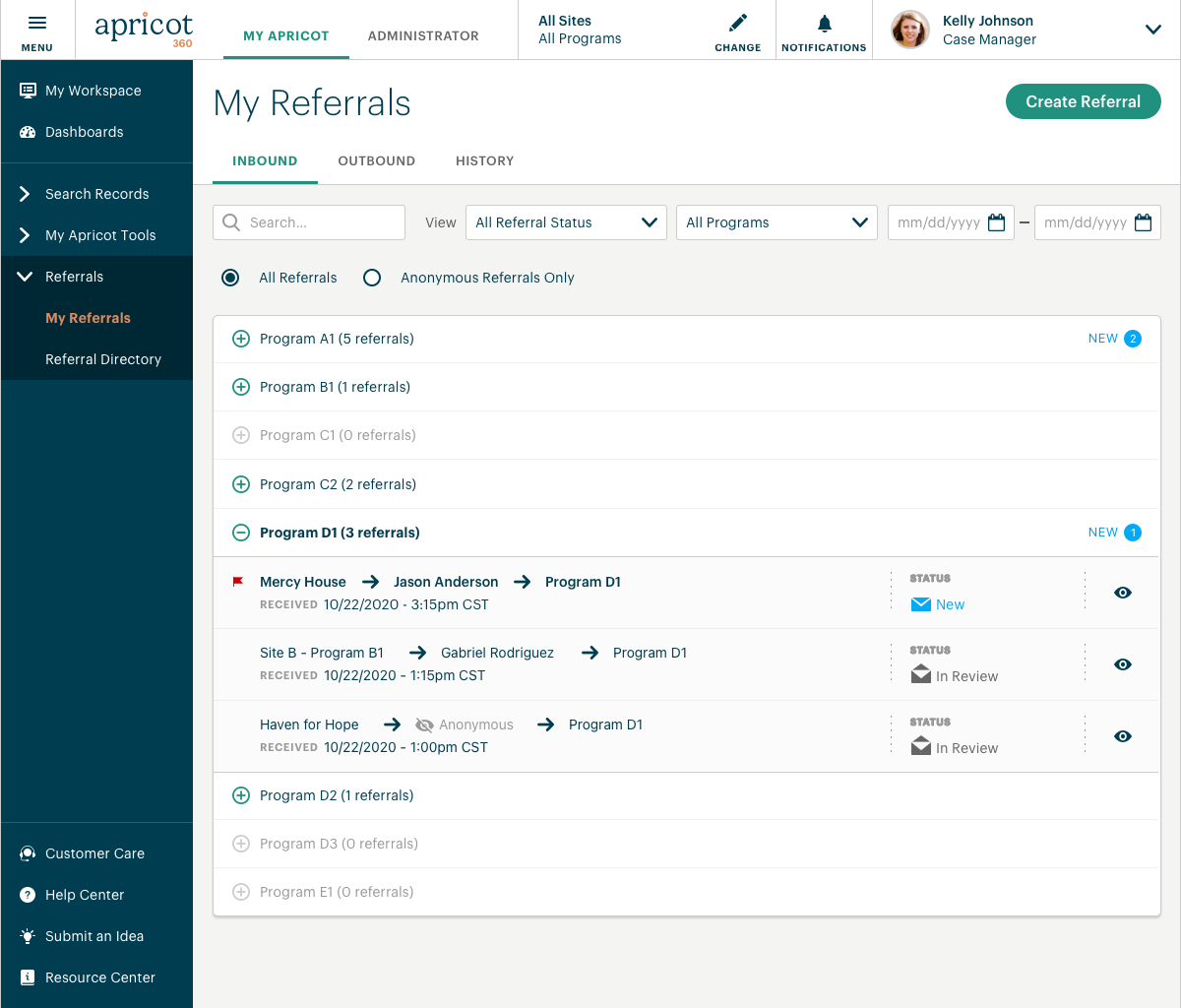 My Referrals - Incoming